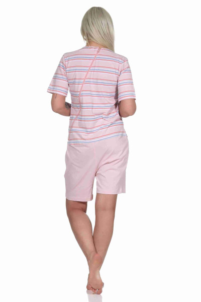 Pflegeoverall Ringel rosa kurz