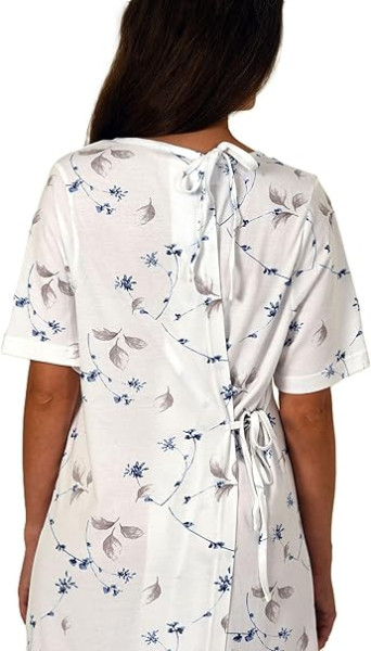 Damen Pflegenachthemd mit Bindeverschluss kurzarm